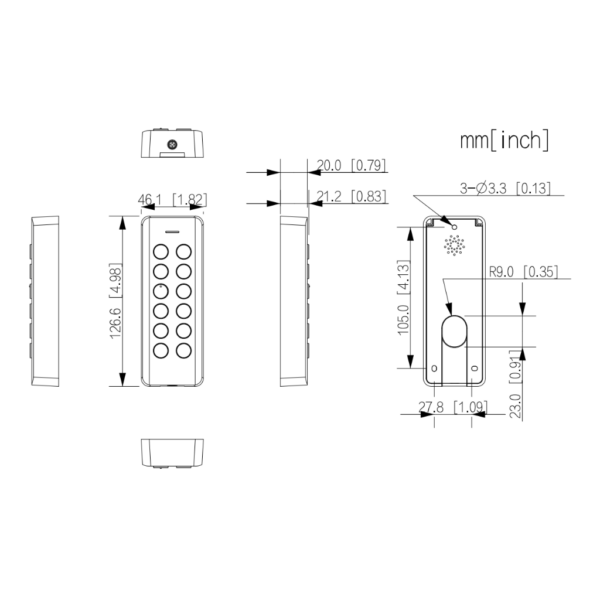 Lector Proximidad Mifare con teclado RS485 Wiegand IP66 - Imagen 2