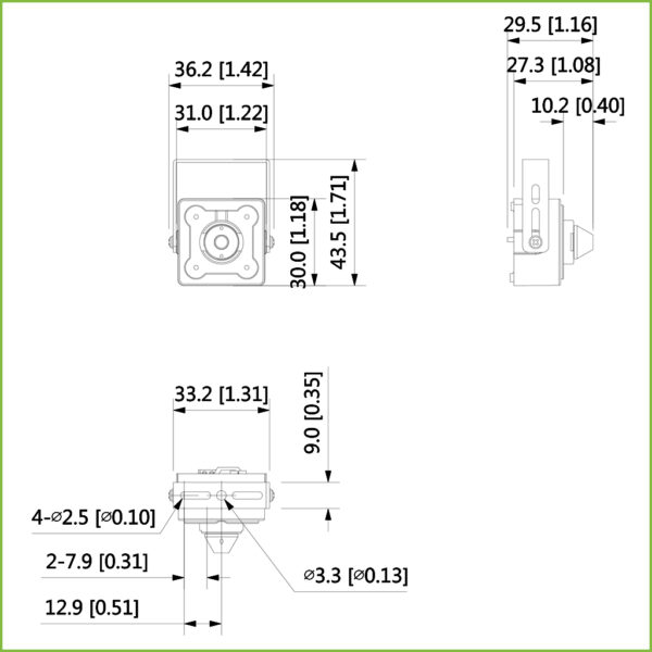 Minicámara Pinhole HDCVI 2M 1080P DN WDR 120dB Starlight 2.8mm AUDIO - Imagen 2