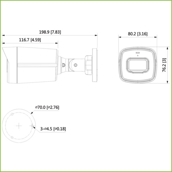 Tubular HDCVI 5M DN dWDR IR80m 3.6mm IP67 MIC - Imagen 2