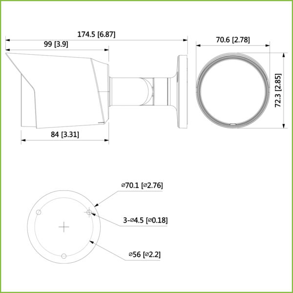 Tubular HDCVI 4EN1 5M FULL COLOR 2.0 WDR Starlight LED20m 3.6mm IP67 - Imagen 2