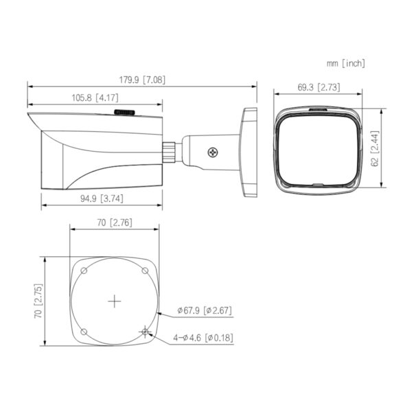 Tubular HDCVI 4EN1 5M DN WDR Starlight IR40m 3.6mm IP67 AUDIO MIC - Imagen 3
