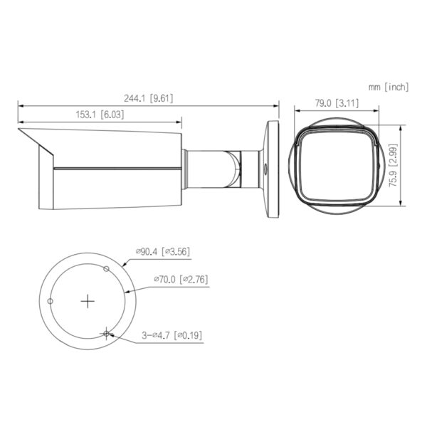 Tubular HDCVI 4EN1 5M WDR Starlight IR80m 3.6mm IP67 AUDIO MIC - Imagen 3