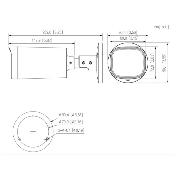 Tubular HDCVI 4EN1 4K DN WDR IR80m 2.7-13.5mm VFM IP67 MIC - Imagen 2