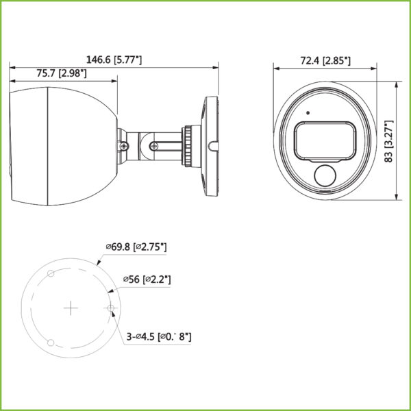 Tubular con PIR Funcional HDCVI 4K DN IR20m 0Lux 2.8mm IP67 - Imagen 2