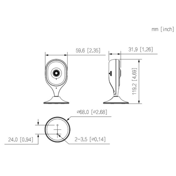 Cubo PT IP H265 5M DN IR10m 2.8mm WiFi Audio SD 5V MIC - Imagen 3