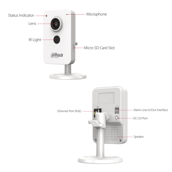C2K-P - Cubo PT IP H265 2MP DN IR30m 2.8mm Audio SD 12V E/S MIC/Altavoz PoE WiFi AI - Imagen 4