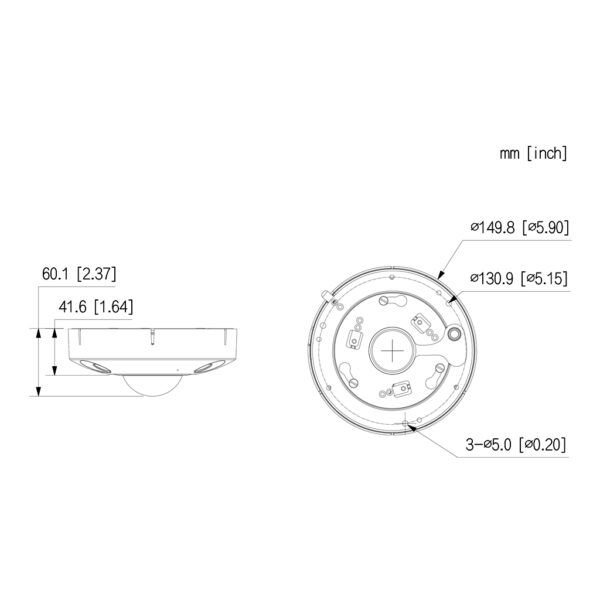 FishEye IP Panamorph H265 12M DN IR10m 1.29mm IR10m IK10 IP67 Audio SD PoE MIC E/S AI - Imagen 3