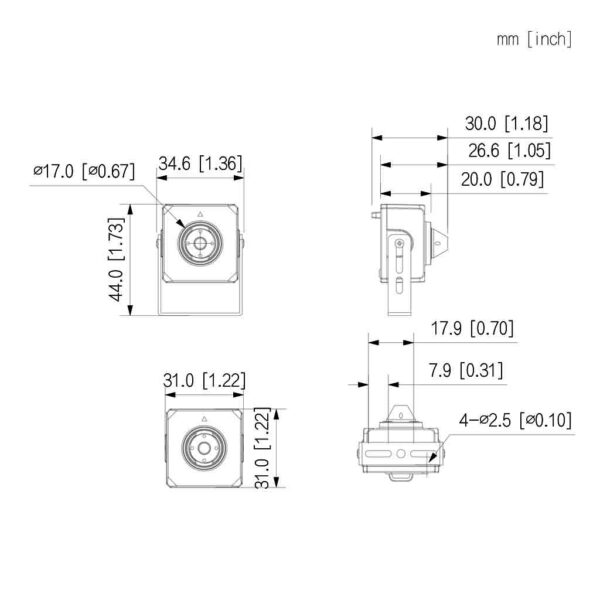 Minicámara IP H265 Pinhole 4M DN WDR Starlight 2.8mm IVS AUDIO MIC - Imagen 2