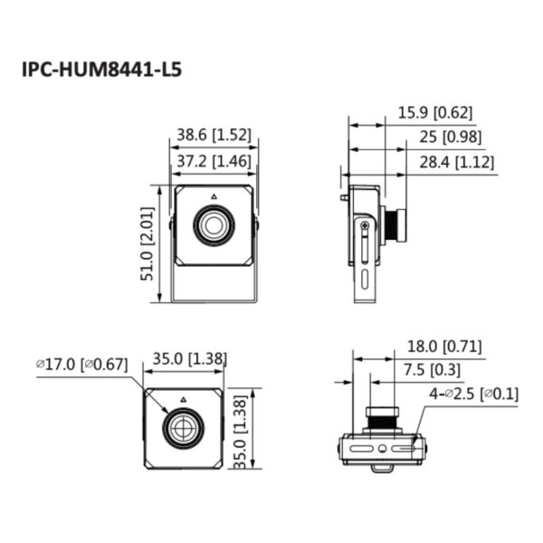 Minicámara IP H265 Pinhole 4M DN WDR 2.8mm IVS AUDIO E/S + Unidad principal AI - Imagen 3