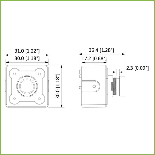 Unidad Cámara Rectangular 4M DN WDR Pinhole 2.8mm con 8m cable - Imagen 2