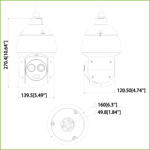 Domo PTZ Híbrido IP Térmico AI 256*192 7mm + 2M 8mm IP66 12V PoE+ AUDIO E/S - Imagen 3