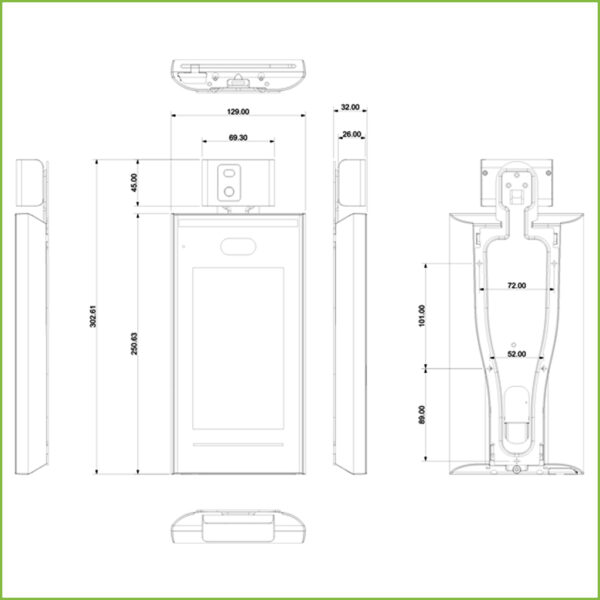 Lector Autónomo LCD táctil de Reconocimiento Facial+PIN+Tarjeta y Temperatura corporal - Imagen 5