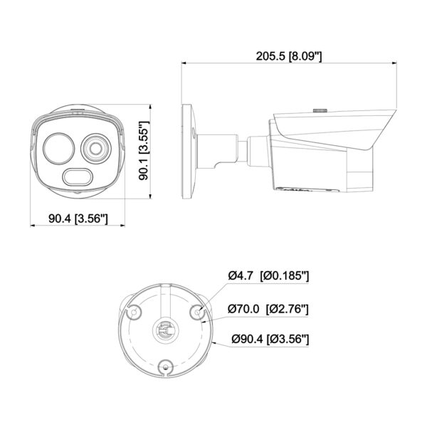 Cámara Térmografica IP DUAL 256*192 7mm + 4M 8mm IP67 12V PoE AUDIO E/S - Imagen 4