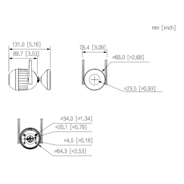 F2C-LED - Tubular IP H265 2M FULL COLOR dWDR LED30m 2.8mm IP67 MIC WiFi AI - Imagen 2