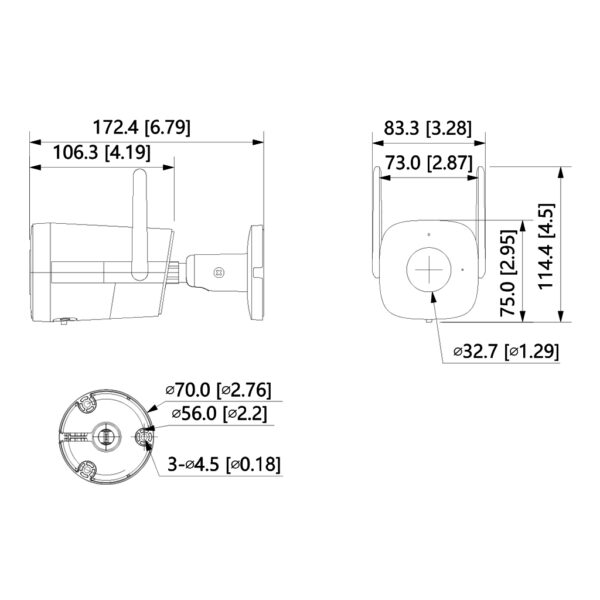 Tubular IP H265 4M DN dWDR 3DNR IR30m 3.6mm IP67 AUDIO MIC WiFi - Imagen 3