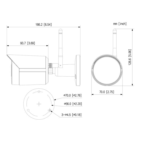 Tubular IP H265 4M DN dWDR 3DNR IR30m 2.8mm IP67 MIC WiFi - Imagen 3