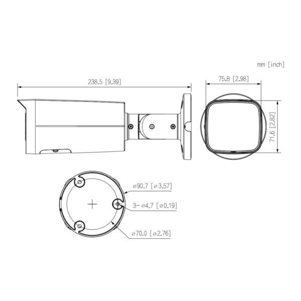 Tubular IP H265 4M WDR Starlight IR60m 2.7-13.5VFM IP67 PoE SD MIC AI - Imagen 4