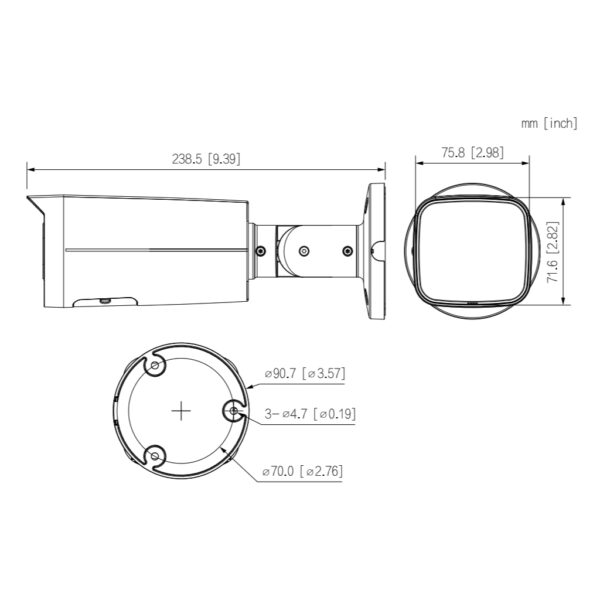 Tubular IP H265 4M WDR Starlight IR60m 2.7-13.5VFM IP67 PoE SD AUDIO MIC E/S AI - Imagen 4