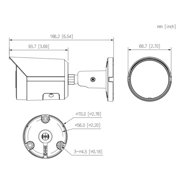 Tubular IP 4M H265 FULL COLOR WDR LED30m 3.6mm IP67 PoE MIC AI - Imagen 4