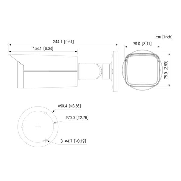 Tubular IP H265 4M DN WDR Starlight IR60m 2.7-13.5VFM IP67 PoE SD AI - Imagen 2