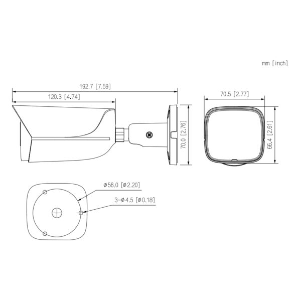 Tubular IP H265 4M WDR Starlight IR50m 3.6mm IP67 PoE SD AUDIO MIC E/S AI - Imagen 2