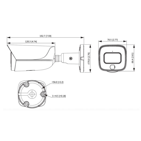 Tubular IP H265 4M FULL COLOR WDR IVS SMD LED30m 2.8mm IP67 PoE SD MIC AUDIO E/S AI - Imagen 2
