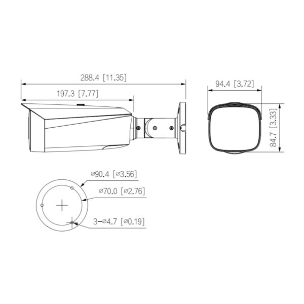 Tubular IP TiOC 3.0 H265 4M WDR Iluminación Dual LED30m/IR30m 3.6mm IP67 PoE AUDIO MIC/Altavoz E/S AI - Imagen 3