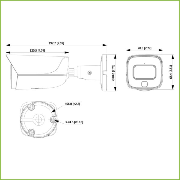 Tubular IP H265 5M FULL COLOR WDR IVS SMD LED30m 3.6mm IP67 PoE SD MIC AUDIO E/S AI - Imagen 2