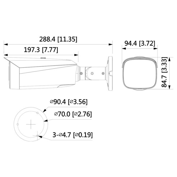 Tubular IP TiOC 3.0 H265 5M WDR Iluminación Dual LED30m/IR30m 2.8mm IP67 PoE MIC AUDIO E/S AI - Imagen 2