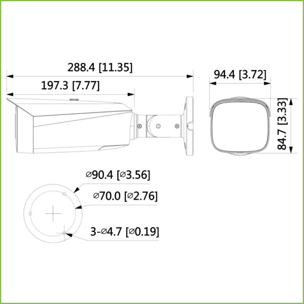 Tubular IP TiOC H265 5M WDR IVS SMD Iluminación 40m 3.6mm IP67 PoE MIC AUDIO E/S AI - Imagen 4