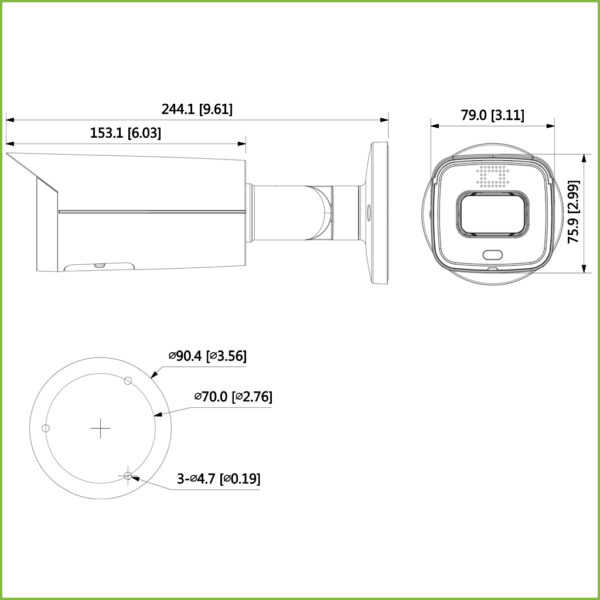 Tubular IP H265 5M SMART WDR Starlight+ IR60m + LED LUZ BLANCA 3.6mm IP67 PoE SD AUDIO E/S AI - Imagen 2