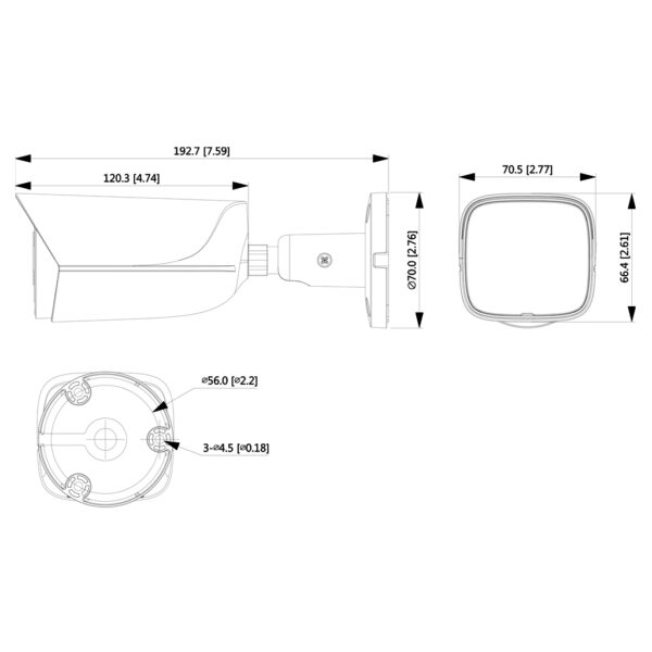 Tubular IP H265 8M WDR Starlight IR30m 3.6mm IP67 PoE SD AUDIO MIC E/S AI - Imagen 3