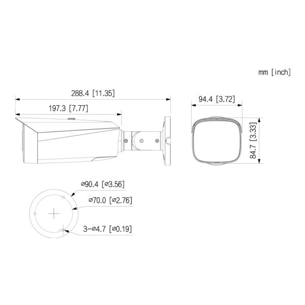 Tubular IP H265 8M FULL COLOR 2.0 WDR140dB Starlight LED50m 3.6mm IP67 ePoE SD MIC AUDIO E/S AI - Imagen 3