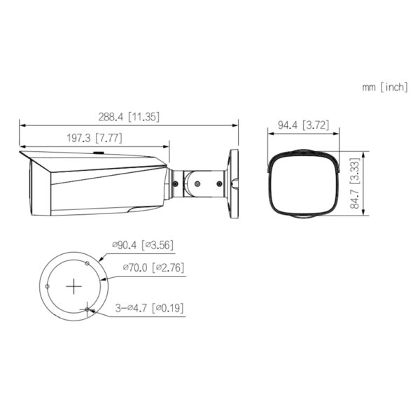 Tubular IP H265 8M FULL COLOR WDR140dB Starlight LED60m 3.6mm IP67 ePoE SD MIC AUDIO E/S AI - Imagen 3