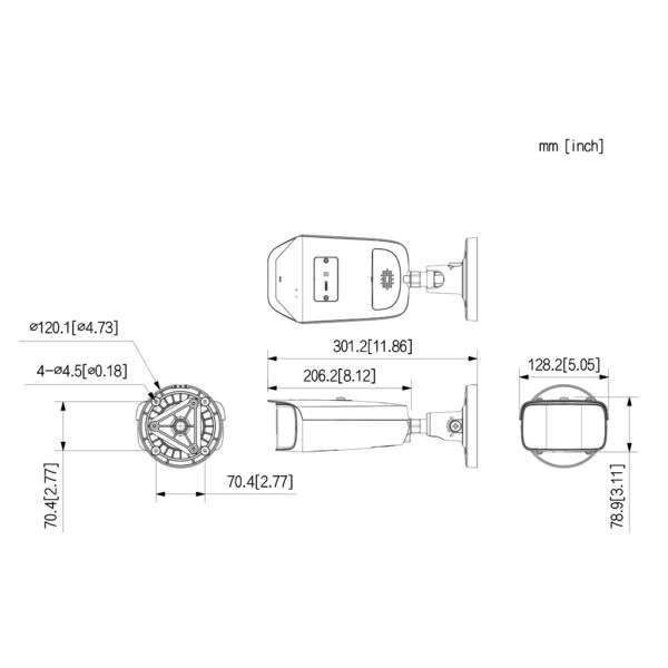 Tubular IP H265 2x4M DUAL-LENS SPLICING FULL COLOR WDR140dB Starlight IR40m 3.6mm IP67 ePoE SD AUDIO MIC E/S AI - Imagen 3