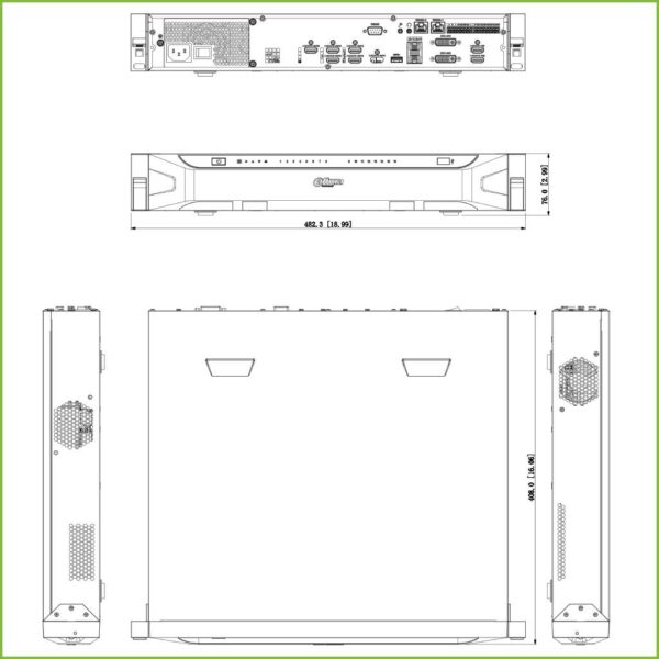 Decoder IP para 6 Monitores 6x HDMI 16ch@1080P 4ch@4K H.265 2HDMI 2DVI E/S - Imagen 3