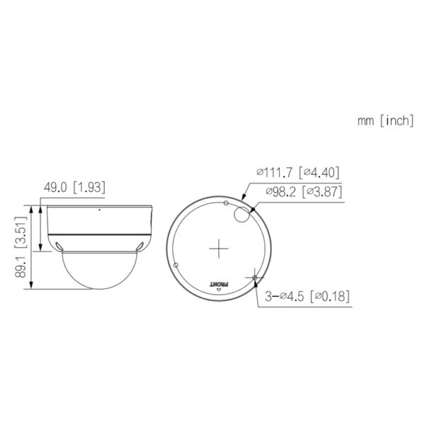 Domo IP H265 2M WDR Starlight IR50m 2.8mm IK10 IP67 PoE MIC AI - Imagen 3