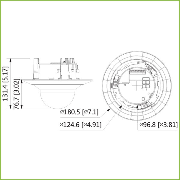 Domo IP insertado H265 AI 5M DN WDR Starlight IR40m 2.7-13.5VFM PoE SD AUDIO E/S - Imagen 2