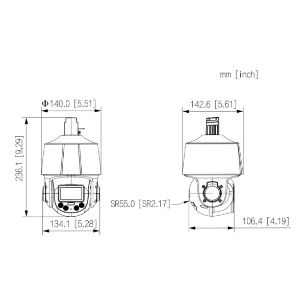 Cámara PTZ IP 4M TiOC H265 WDR Iluminación Dual LED30m/IR50m 5x IP66 PoE AUDIO MIC E/S AI - Imagen 3