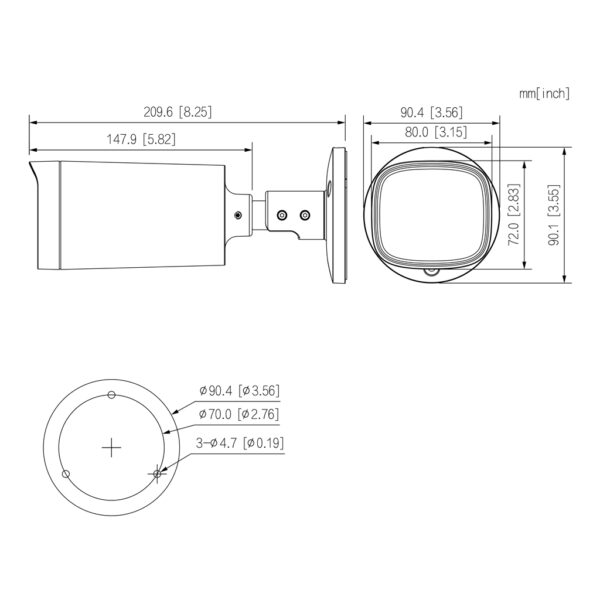 Tubular HDCVI 4EN1 2M 1080P DN WDR IR80m Starlight 2.7-12 VFM IP67 MIC - Imagen 3