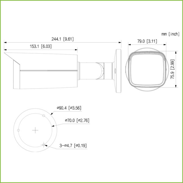 Tubular HDCVI 4EN1 2M 1080P FULL COLOR 2.0 WDR Starlight LED60m 2.7-13.5 VFM IP67 AUDIO MIC - Imagen 2