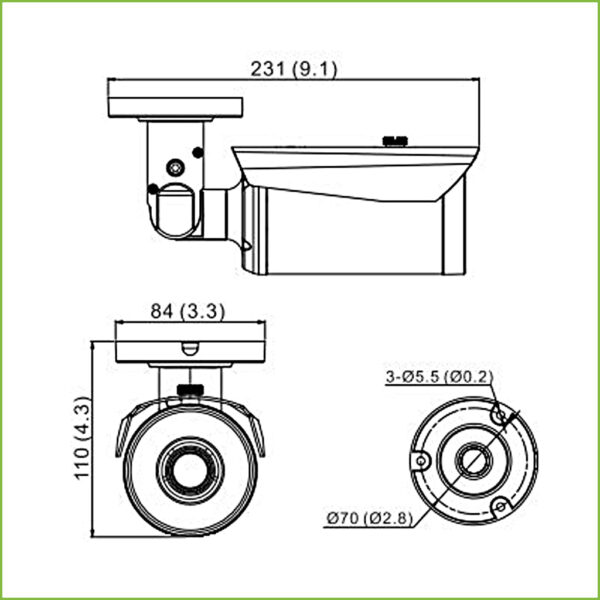 Tubular HDCVI 2M 1080P DN ICR 0.00001Lux 5.5mm IP66 - Imagen 2