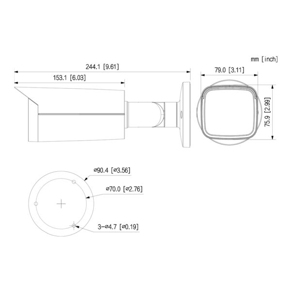 Tubular HDCVI 4EN1 2M 1080P DN ICR WDR Starlight IR80m 2.7-13.5 VFM IP67 MIC Color Negro - Imagen 2