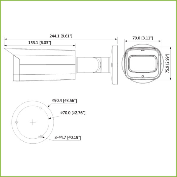 Tubular HDCVI 4EN1 2M 1080P FULL COLOR WDR Starlight 3.6mm IP67 AUDIO MIC - Imagen 2