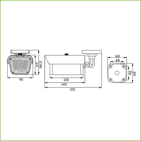 Foco Infrarrojo 55m 60º 55Leds 850nm IP66 - Imagen 2