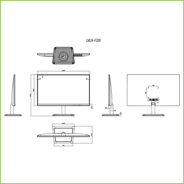 Monitor 23.8” Dahua para Seguridad 24/7 VGA/HDMI 16:9 1080P - Imagen 2