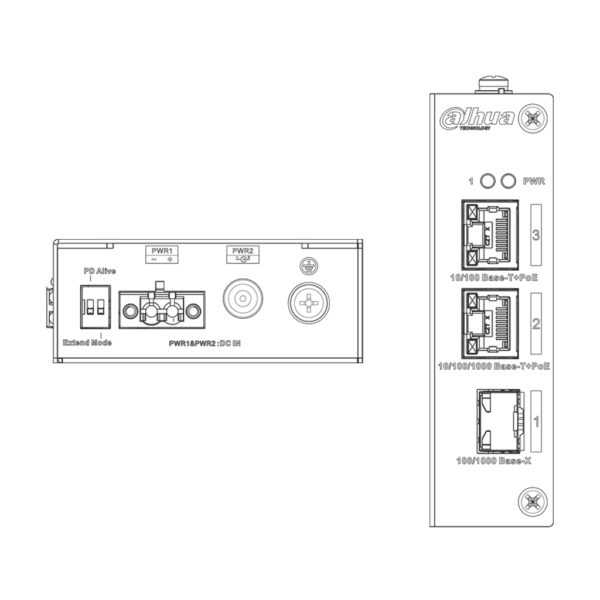 Switch PoE 2.0 2 puertos (1p 10/100 + 1p Gigabit) +1SFP Uplink Gigabit 60W No_Manejable Layer2 - Imagen 3