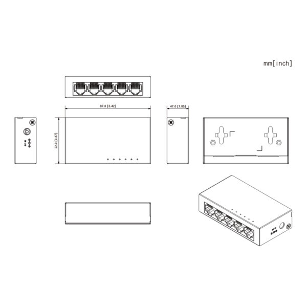 Switch 5 puertos Gigabit No_Manejable Layer2 - Imagen 2