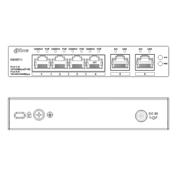 Switch PoE 4 puertos 10/100 + 2RJ45 Uplink Gigabit 60W Manejable en Cloud Layer2 - Imagen 3