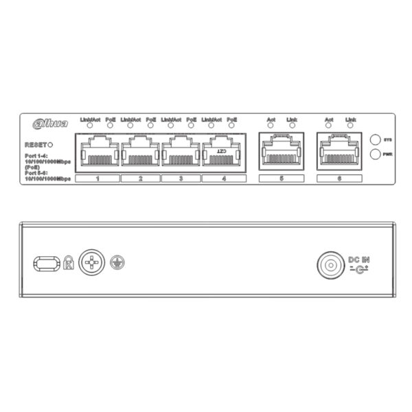 Switch PoE 4 puertos Gigabit + 2RJ45 Uplink Gigabit 60W Manejable en Cloud Layer2 - Imagen 3